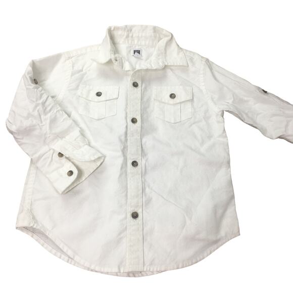 Janie and Jack Kids Boys Button Down Long Sleeve Shirt 100% Cotton White Size 3 - Picture 1 of 6